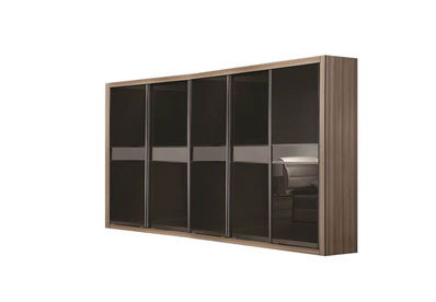 5-Door Walnut Open Wardrobe