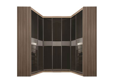 U-Shape Walnut Open Wardrobe